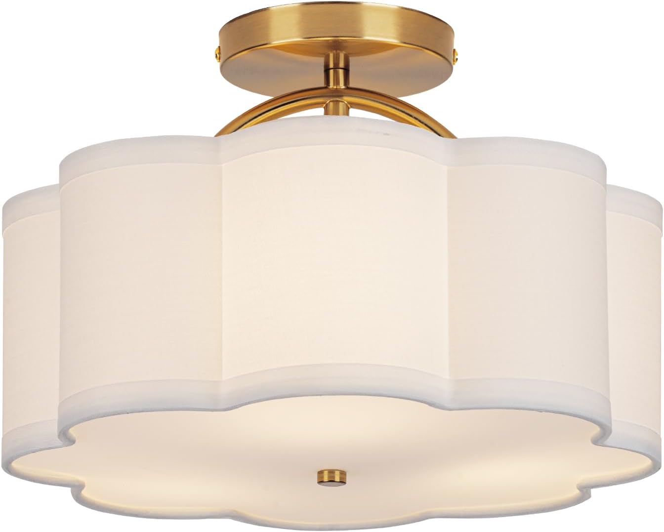 Modern 3-Light Semi Flush Mount Ceiling Light with Fabric Shade