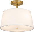 Modern 3-Light Semi Flush Mount Ceiling Light with Fabric Shade