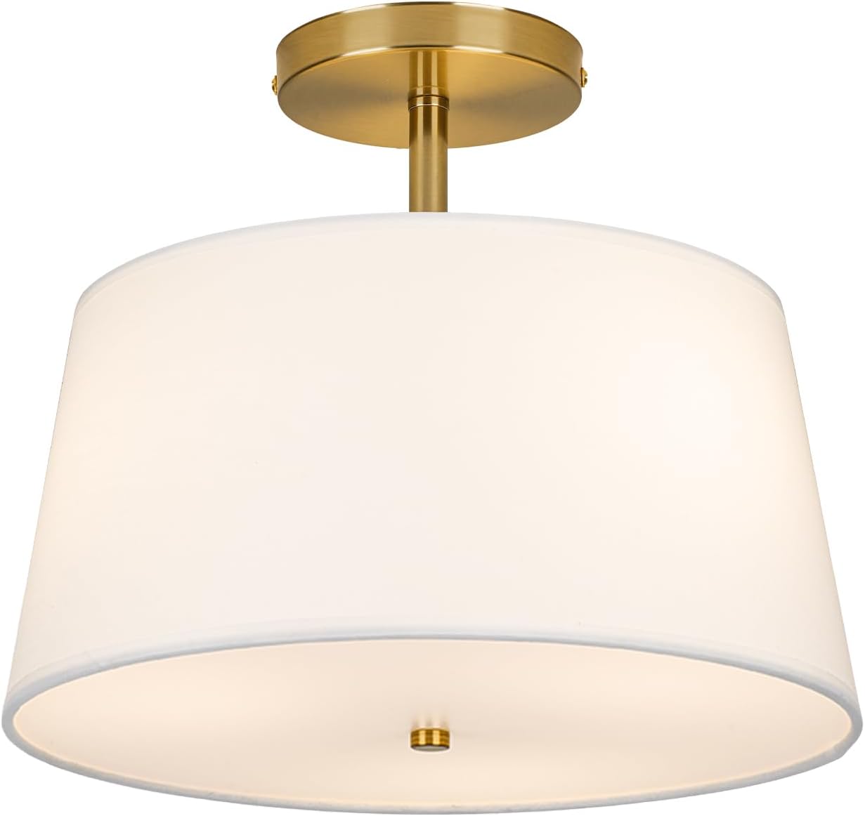 Modern 3-Light Semi Flush Mount Ceiling Light with Fabric Shade