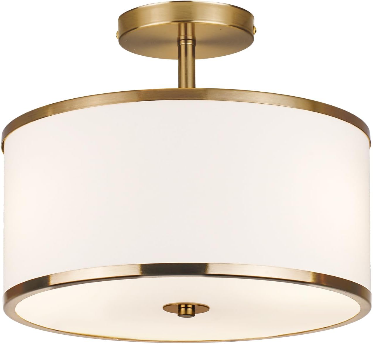 Modern 3-Light Semi Flush Mount Ceiling Light with Fabric Shade