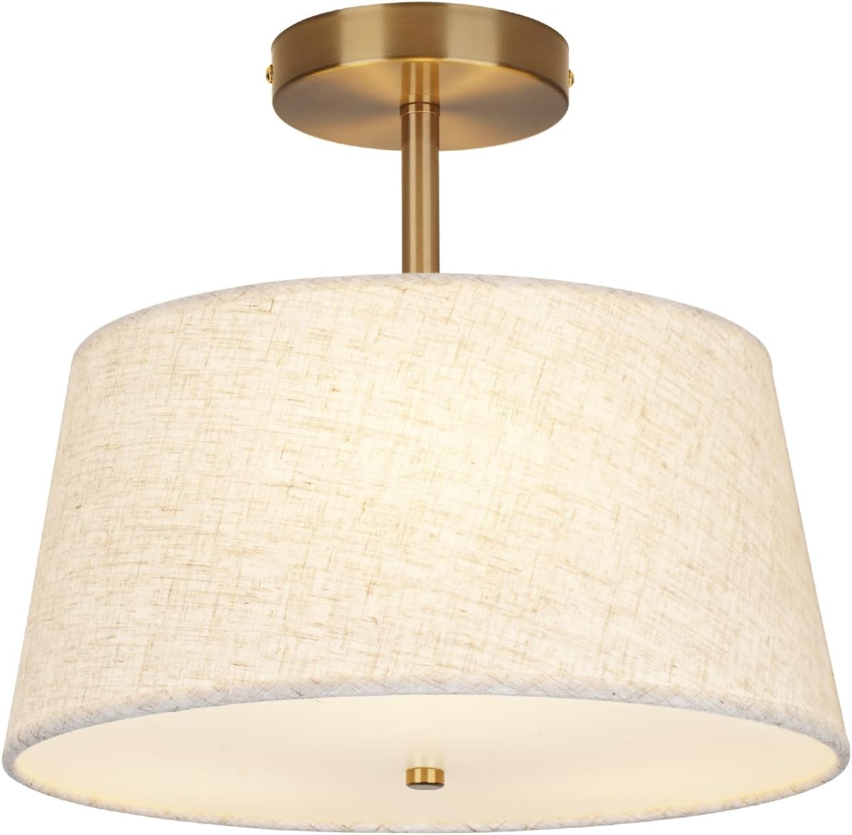 Modern 3-Light Semi Flush Mount Ceiling Light with Fabric Shade