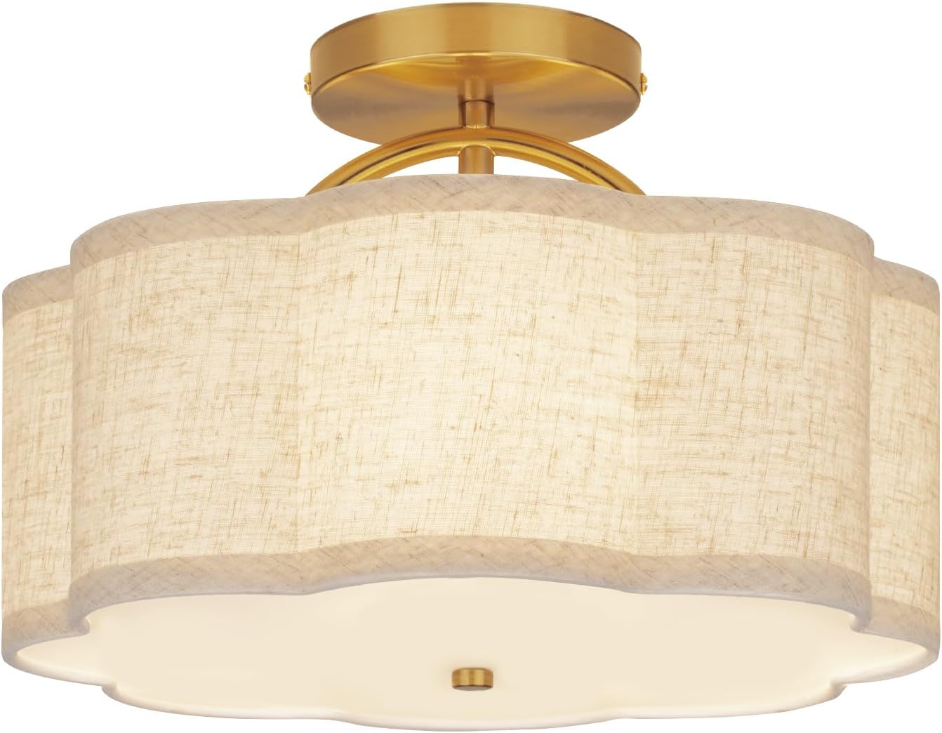 Modern 3-Light Semi Flush Mount Ceiling Light with Fabric Shade