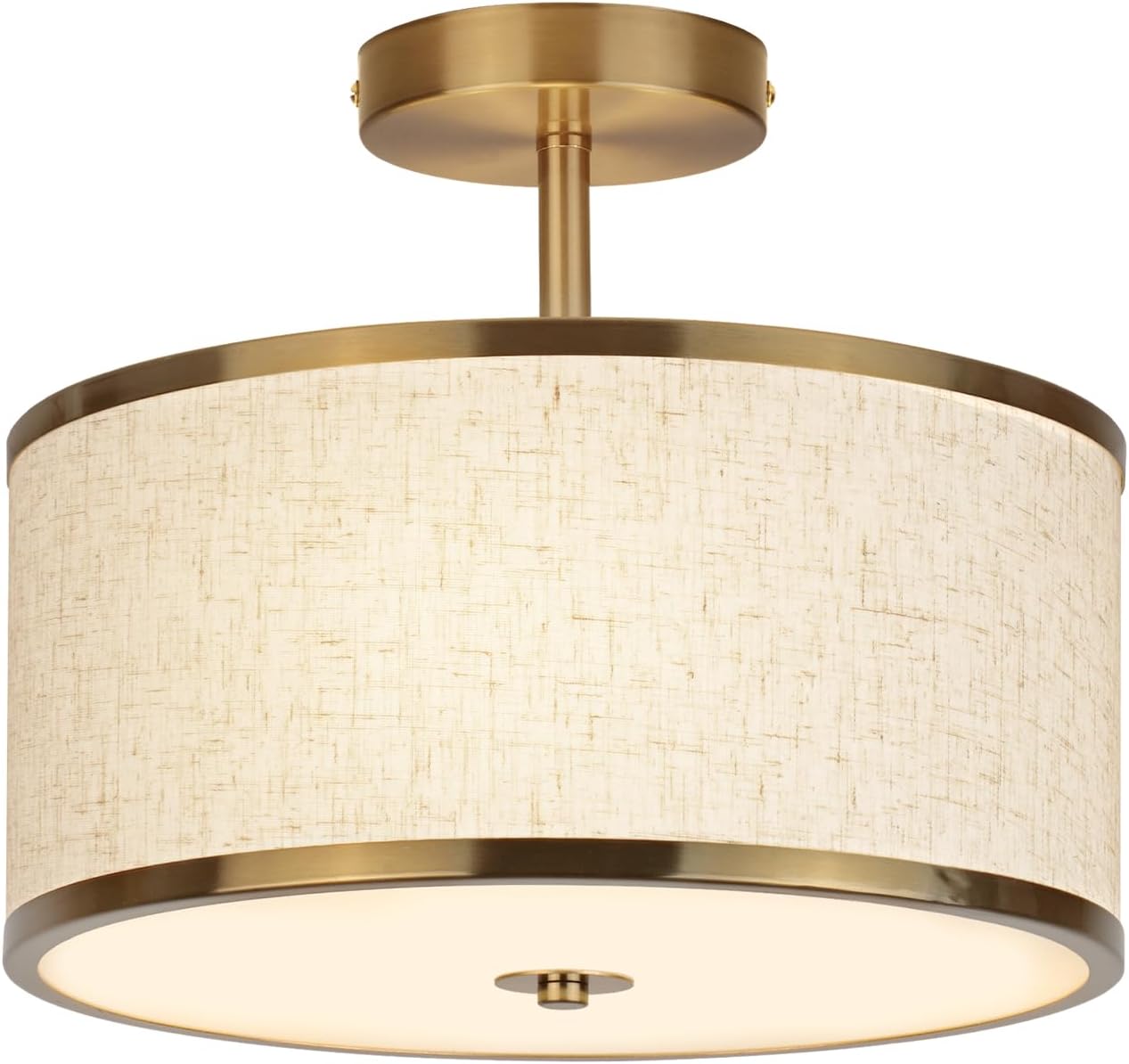 Modern 3-Light Semi Flush Mount Ceiling Light with Fabric Shade