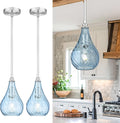 2-Pack Brushed Nickel Glass Pendant Lights for Kitchen Island