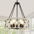 6-Light Black Geometric Farmhouse Chandelier for Dining Room