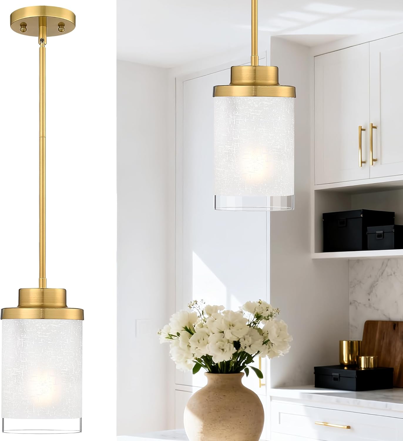 2-Pack Matte Black Farmhouse Pendant Lights for Kitchen Island
