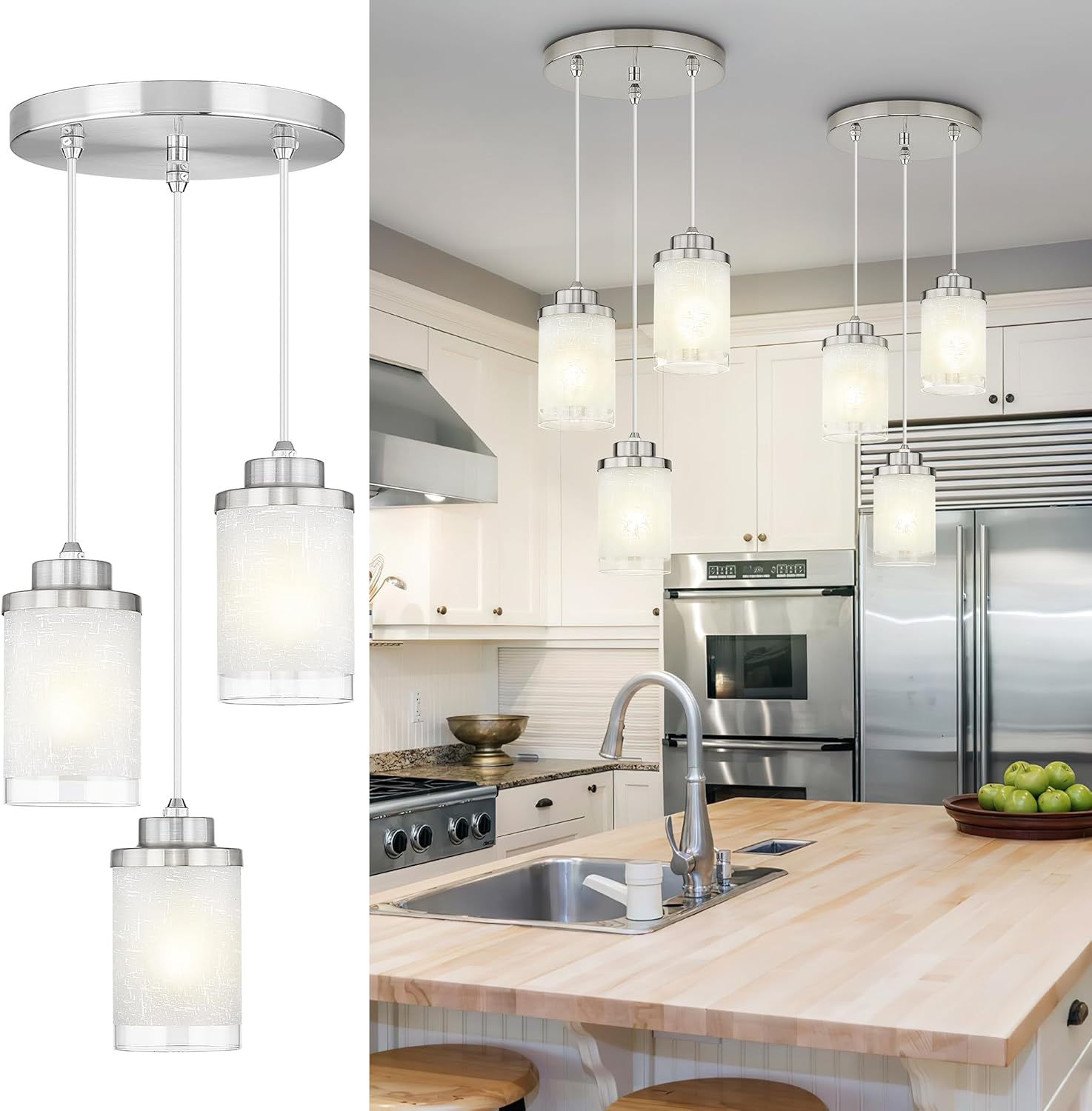 2-Pack Matte Black Farmhouse Pendant Lights for Kitchen Island