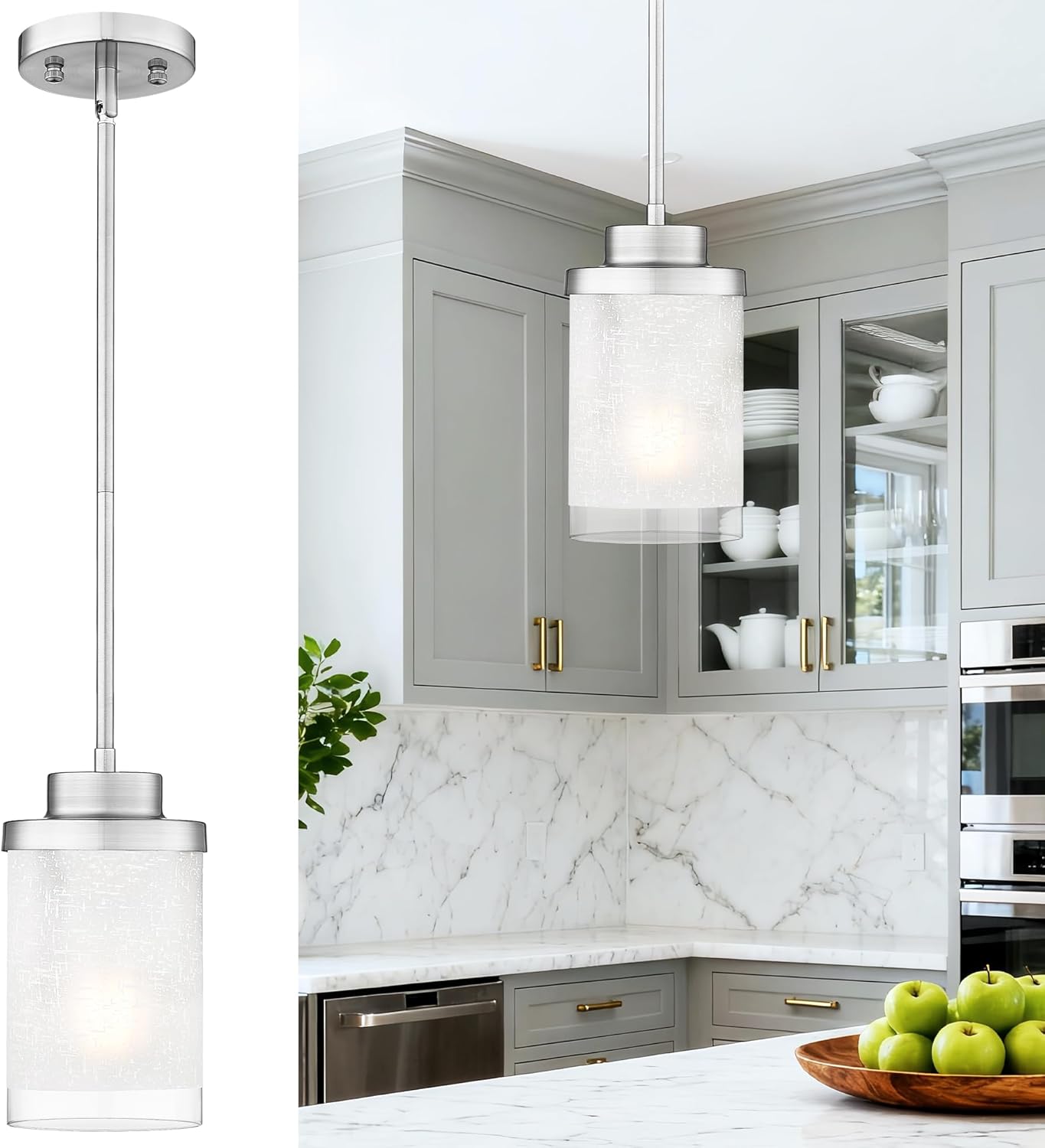 2-Pack Matte Black Farmhouse Pendant Lights for Kitchen Island