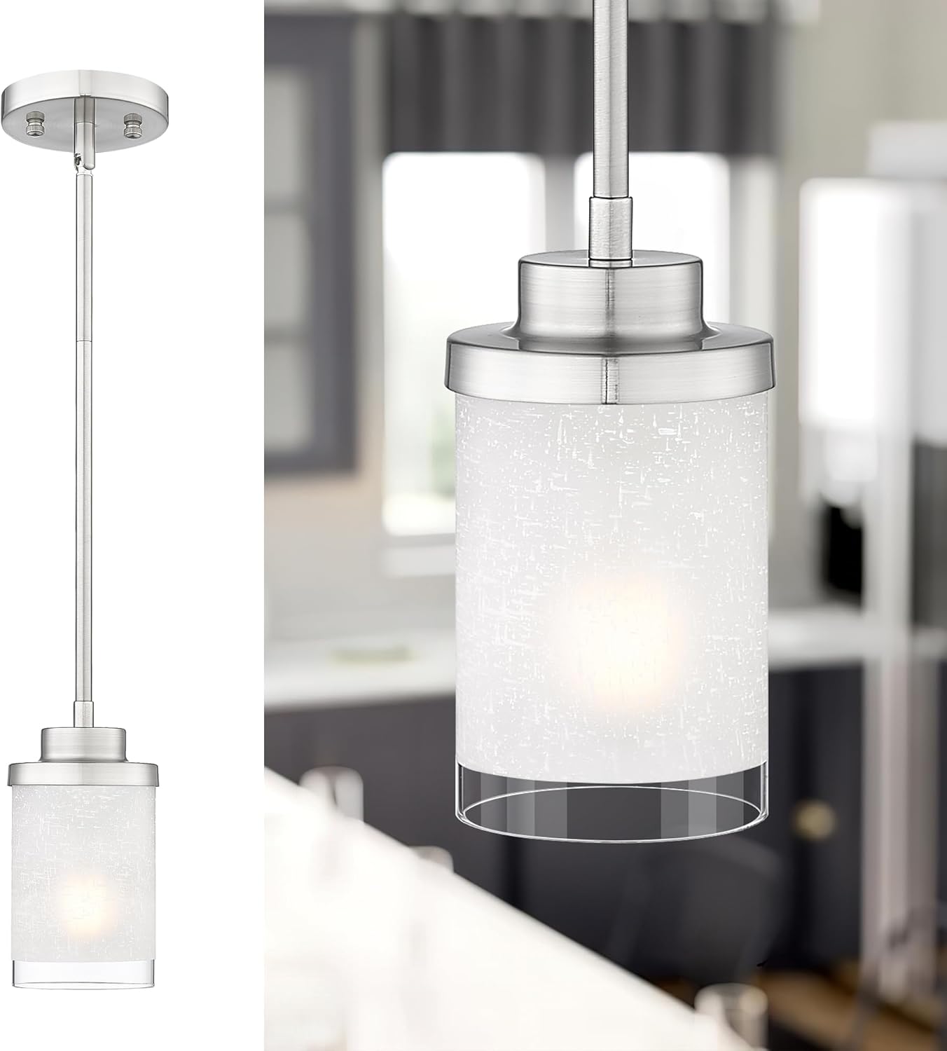 2-Pack Matte Black Farmhouse Pendant Lights for Kitchen Island